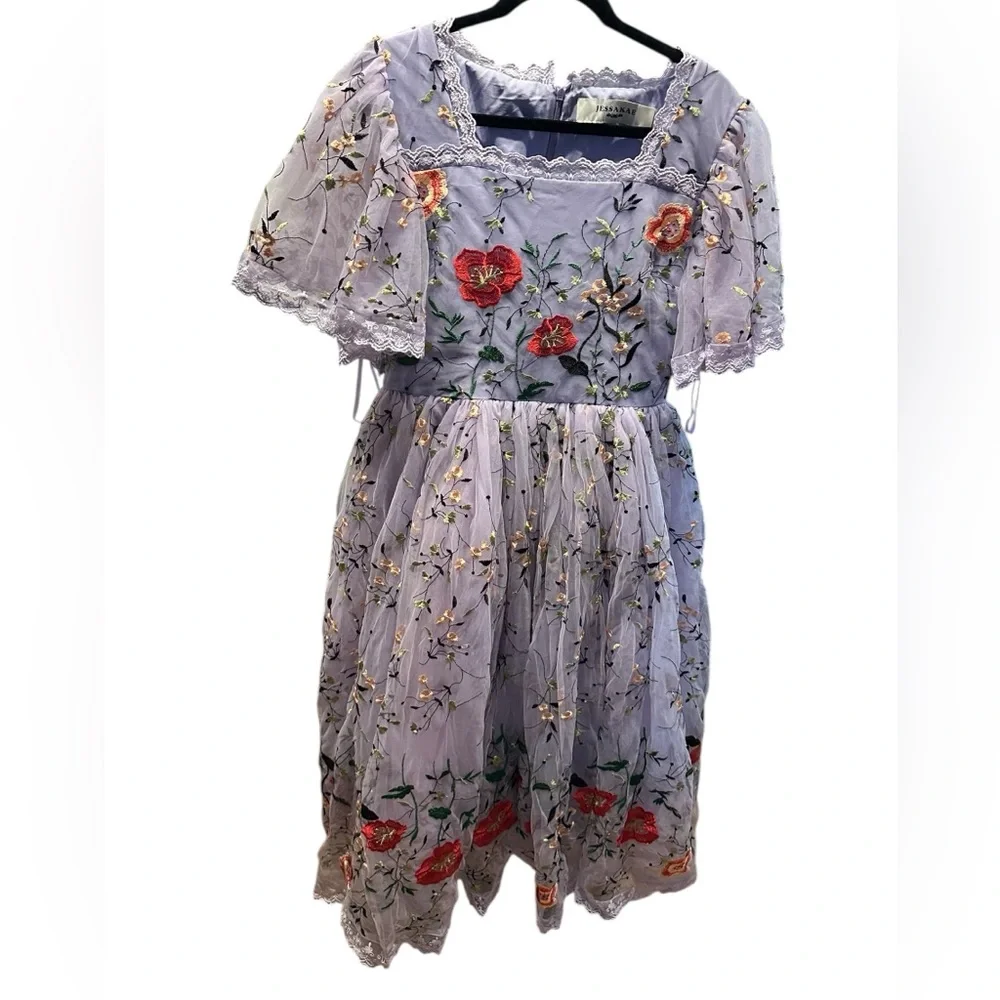 Jessakae embroidered lilac Darla dress size L - Picture 8 of 15